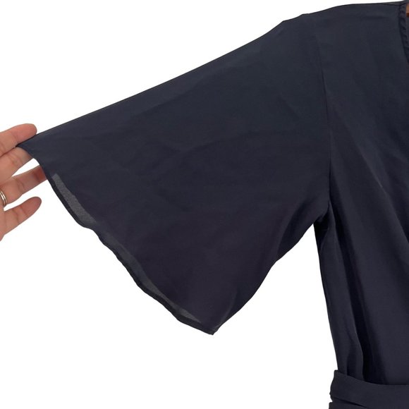 A.L.C. Black Silk Twist Front Vneck Dress Flowy Womens Size 4 - Picture 4 of 6